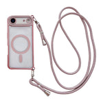 Custodia magnetica per telefono in acrilico trasparente galvanizzato con strass e cordino a tracolla sul lato destro., For iPhone 17 Pro Max, For iPhone 17 Pro, For iPhone 17, For iPhone Air