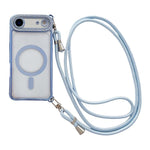 Custodia magnetica per telefono in acrilico trasparente galvanizzato con strass e cordino a tracolla sul lato destro., For iPhone 17 Pro Max, For iPhone 17 Pro, For iPhone 17, For iPhone Air