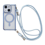 Custodia magnetica per telefono in acrilico trasparente galvanizzato con strass e cordino a tracolla sul lato destro., For iPhone 15 Pro Max, For iPhone 15 Pro, For iPhone 15 Plus / 14 Plus, For iPhone 15