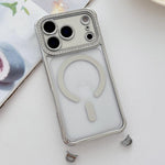 Custodia magnetica per telefono in acrilico trasparente galvanizzato con strass, For iPhone 17 Pro Max, For iPhone 17 Pro, For iPhone 17, For iPhone Air