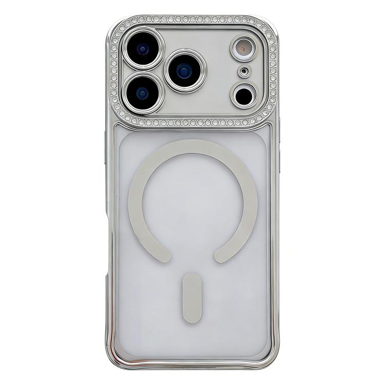 Custodia magnetica per telefono in acrilico trasparente galvanizzato con strass, For iPhone 17 Pro Max, For iPhone 17 Pro, For iPhone 17, For iPhone Air