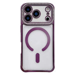Custodia magnetica per telefono in acrilico trasparente galvanizzato con strass, For iPhone 17 Pro Max, For iPhone 17 Pro, For iPhone 17, For iPhone Air
