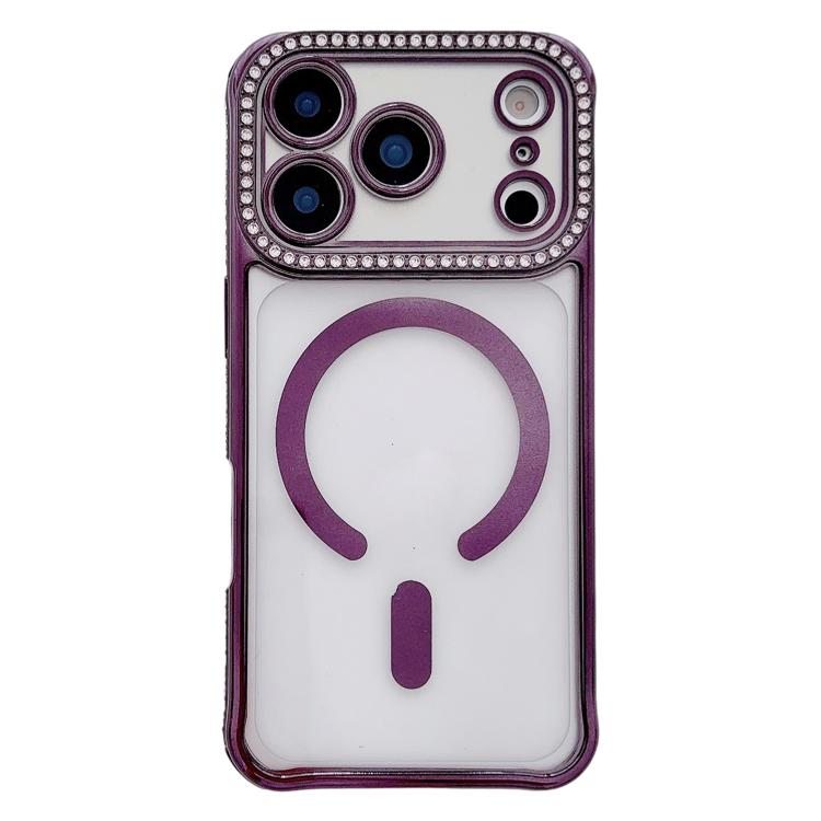 Custodia magnetica per telefono in acrilico trasparente galvanizzato con strass, For iPhone 17 Pro Max, For iPhone 17 Pro, For iPhone 17, For iPhone Air