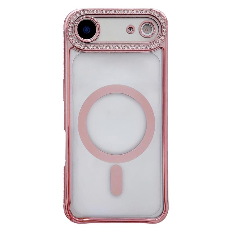 Custodia magnetica per telefono in acrilico trasparente galvanizzato con strass, For iPhone 17 Pro Max, For iPhone 17 Pro, For iPhone 17, For iPhone Air