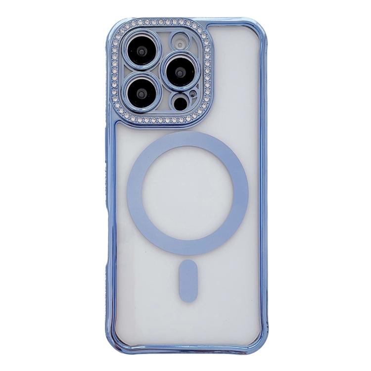 Custodia magnetica per telefono in acrilico trasparente galvanizzato con strass, For iPhone 16 Pro Max, For iPhone 16 Pro, For iPhone 16 Plus, For iPhone 16
