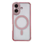 Custodia magnetica per telefono in acrilico trasparente galvanizzato con strass, For iPhone 16 Pro Max, For iPhone 16 Pro, For iPhone 16 Plus, For iPhone 16