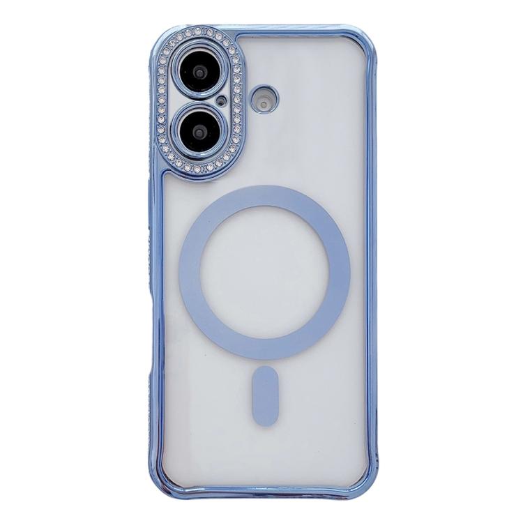 Custodia magnetica per telefono in acrilico trasparente galvanizzato con strass, For iPhone 16 Pro Max, For iPhone 16 Pro, For iPhone 16 Plus, For iPhone 16
