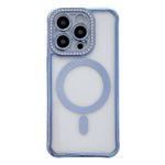 Custodia magnetica per telefono in acrilico trasparente galvanizzato con strass, For iPhone 15 Pro Max, For iPhone 15 Pro, For iPhone 15 Plus / 14 Plus, For iPhone 15