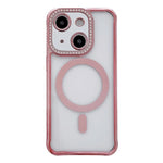 Custodia magnetica per telefono in acrilico trasparente galvanizzato con strass, For iPhone 15 Pro Max, For iPhone 15 Pro, For iPhone 15 Plus / 14 Plus, For iPhone 15