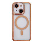 Custodia magnetica per telefono in acrilico trasparente galvanizzato con strass, For iPhone 14 / 13, For iPhone 14 Pro, For iPhone 14 Pro Max, For iPhone 13 Pro Max