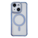 Custodia magnetica per telefono in acrilico trasparente galvanizzato con strass, For iPhone 14 / 13, For iPhone 14 Pro, For iPhone 14 Pro Max, For iPhone 13 Pro Max
