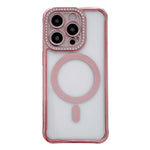 Custodia magnetica per telefono in acrilico trasparente galvanizzato con strass, For iPhone 14 / 13, For iPhone 14 Pro, For iPhone 14 Pro Max, For iPhone 13 Pro Max