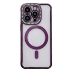 Custodia magnetica per telefono in acrilico trasparente galvanizzato con strass, For iPhone 14 / 13, For iPhone 14 Pro, For iPhone 14 Pro Max, For iPhone 13 Pro Max