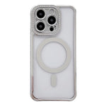 Custodia magnetica per telefono in acrilico trasparente galvanizzato con strass, For iPhone 13 Pro
