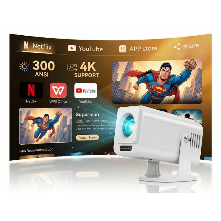 Videoproiettore intelligente portatile V1 con autofocus, schermo LCD da 3 pollici, risoluzione 1920x1080P, frequenza di campionamento 270 ANSI e sistema operativo Android 13., Auto Focus / US Plug, Auto Focus / EU Plug, Auto Focus / UK Plug            ...