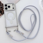 Custodia magnetica per telefono in acrilico trasparente galvanizzato con strass e cordino da collo., For iPhone 17 Pro Max, For iPhone 17 Pro, For iPhone 17, For iPhone Air