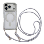 Custodia magnetica per telefono in acrilico trasparente galvanizzato con strass e cordino da collo., For iPhone 17 Pro Max, For iPhone 17 Pro, For iPhone 17, For iPhone Air