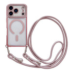 Custodia magnetica per telefono in acrilico trasparente galvanizzato con strass e cordino da collo., For iPhone 17 Pro Max, For iPhone 17 Pro, For iPhone 17, For iPhone Air