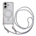 Custodia magnetica per telefono in acrilico trasparente galvanizzato con strass e cordino da collo., For iPhone 17 Pro Max, For iPhone 17 Pro, For iPhone 17, For iPhone Air