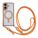 Custodia magnetica per telefono in acrilico trasparente galvanizzato con strass e cordino da collo., For iPhone 17 Pro Max, For iPhone 17 Pro, For iPhone 17, For iPhone Air