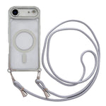 Custodia magnetica per telefono in acrilico trasparente galvanizzato con strass e cordino da collo., For iPhone 17 Pro Max, For iPhone 17 Pro, For iPhone 17, For iPhone Air