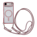 Custodia magnetica per telefono in acrilico trasparente galvanizzato con strass e cordino da collo., For iPhone 17 Pro Max, For iPhone 17 Pro, For iPhone 17, For iPhone Air
