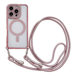 Custodia magnetica per telefono in acrilico trasparente galvanizzato con strass e cordino da collo., For iPhone 16 Pro Max, For iPhone 16 Pro, For iPhone 16 Plus, For iPhone 16
