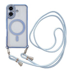 Custodia magnetica per telefono in acrilico trasparente galvanizzato con strass e cordino da collo., For iPhone 16 Pro Max, For iPhone 16 Pro, For iPhone 16 Plus, For iPhone 16
