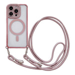 Custodia magnetica per telefono in acrilico trasparente galvanizzato con strass e cordino da collo., For iPhone 15 Pro Max, For iPhone 15 Pro, For iPhone 15 Plus / 14 Plus, For iPhone 15