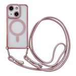 Custodia magnetica per telefono in acrilico trasparente galvanizzato con strass e cordino da collo., For iPhone 15 Pro Max, For iPhone 15 Pro, For iPhone 15 Plus / 14 Plus, For iPhone 15
