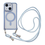 Custodia magnetica per telefono in acrilico trasparente galvanizzato con strass e cordino da collo., For iPhone 15 Pro Max, For iPhone 15 Pro, For iPhone 15 Plus / 14 Plus, For iPhone 15