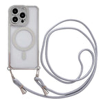 Custodia magnetica per telefono in acrilico trasparente galvanizzato con strass e cordino da collo., For iPhone 14 / 13, For iPhone 14 Pro, For iPhone 14 Pro Max, For iPhone 13 Pro Max