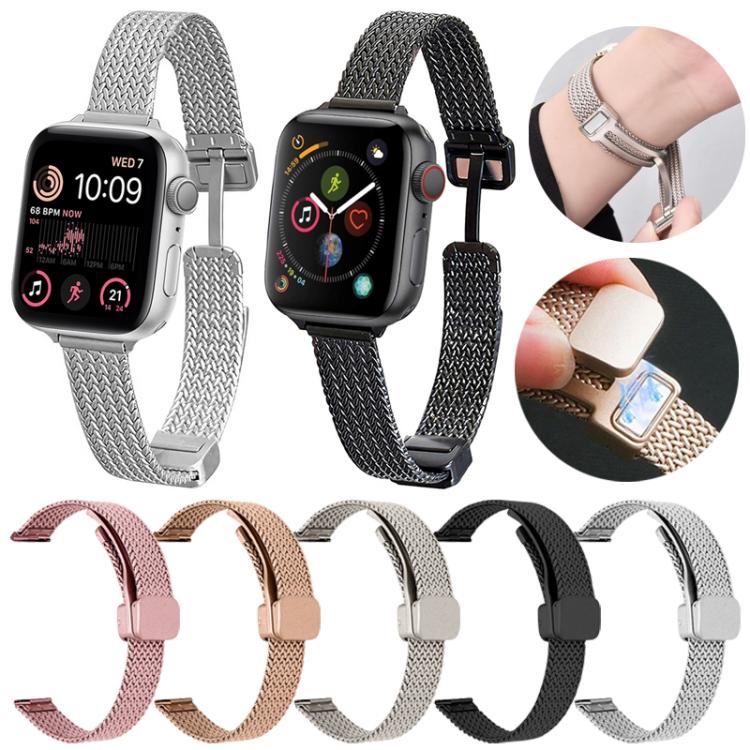 Cinturino per orologio xDfind con fibbia magnetica a forma di spiga di grano in acciaio inossidabile, For Apple Watch 42 / 44 / 45 / 46 / 49mm, For Apple Watch 38 / 40 / 41 / S10 42mm