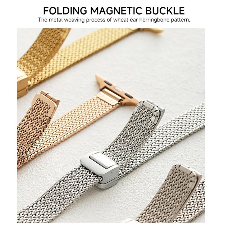 Cinturino per orologio xDfind con fibbia magnetica a forma di spiga di grano in acciaio inossidabile, For Apple Watch 42 / 44 / 45 / 46 / 49mm, For Apple Watch 38 / 40 / 41 / S10 42mm