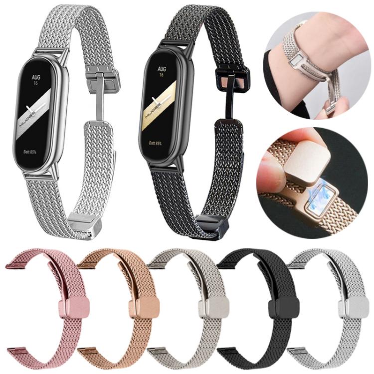 Cinturino per orologio xDfind con fibbia magnetica a forma di spiga di grano in acciaio inossidabile, For Xiaomi Band 10 Pro / 9 Pro / Redmi Watch 6, For Xiaomi Smart Band 10 / 9 / 8 NFC
