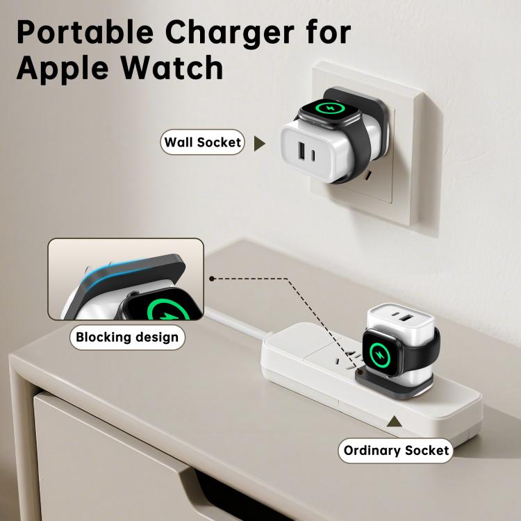 XL-16 Caricabatterie multifunzione 3 in 1 da 20 W USB + Type-C per Apple Watch con funzione di ricarica wireless, spina: spina USA