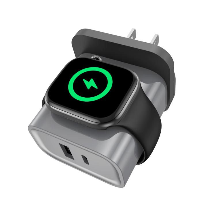 XL-16 Caricabatterie multifunzione 3 in 1 da 20 W USB + Type-C per Apple Watch con funzione di ricarica wireless, spina: spina USA