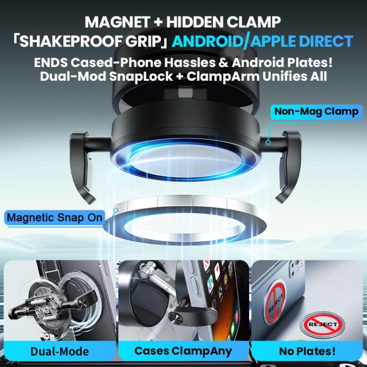 Supporto per telefono da auto A9 Pro pieghevole con morsetto, magnetico a nano vuoto e rotazione a 360 gradi., A9 Pro (Black), A9 Pro (White)