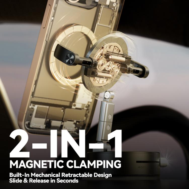 Supporto per telefono da auto A9 pieghevole con morsetto magnetico a vuoto e rotazione a 360 gradi., A9 (Black), A9 (White)
