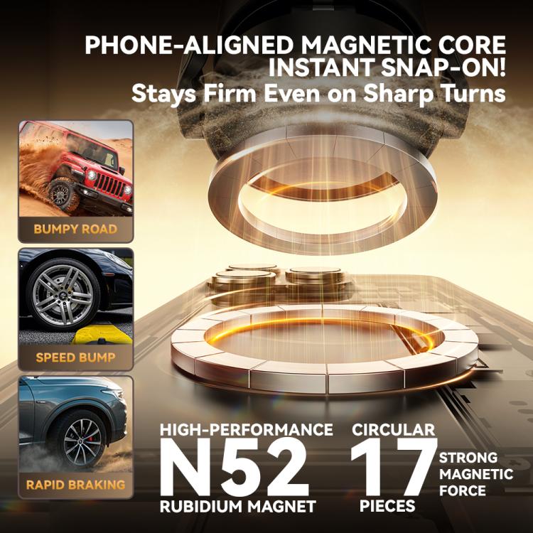 Supporto per telefono da auto A9 pieghevole con morsetto magnetico a vuoto e rotazione a 360 gradi., A9 (Black), A9 (White)