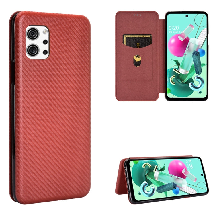 Struttura in fibra di carbonio Flip orizzontale magnetico Custodia in pelle TPU + PC + PU con slot per schede, For LG Q92 5G, For OPPO F17 / A73 (2020), For OPPO Realme Narzo 20 / Realme C12, For Alcatel 1SE 2020