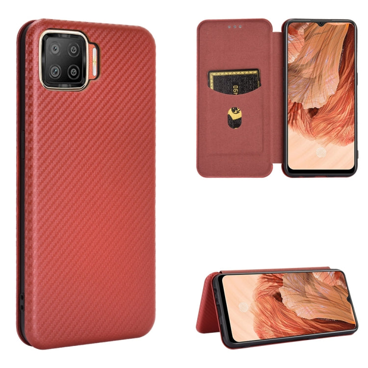 Struttura in fibra di carbonio Flip orizzontale magnetico Custodia in pelle TPU + PC + PU con slot per schede, For LG Q92 5G, For OPPO F17 / A73 (2020), For OPPO Realme Narzo 20 / Realme C12, For Alcatel 1SE 2020