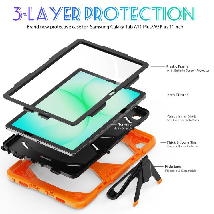 Custodia ibrida in silicone colorato per tablet PC con supporto a V e pellicola protettiva, For Samsung Galaxy A11+ / A9+, For Samsung Galaxy A11 / A9