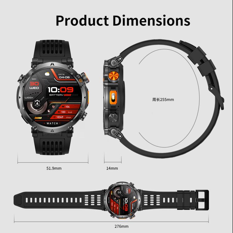 Smartwatch sportivo GPS HT42 da 1,7 pollici con supporto per chiamate Bluetooth, monitoraggio della frequenza cardiaca e del sonno.