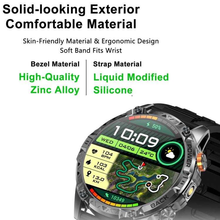 Smartwatch sportivo YK16 da 1,7 pollici con supporto per il monitoraggio della frequenza cardiaca e del sonno.