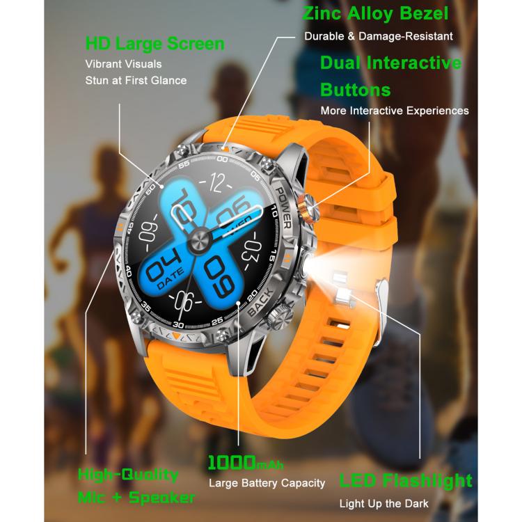 Smartwatch sportivo YK16 da 1,7 pollici con supporto per il monitoraggio della frequenza cardiaca e del sonno.