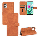 Tinta unita Skin Feel Fibbia magnetica Flip orizzontale Custodia in pelle PU con struttura in vitello con supporto e slot per schede e portafoglio, For LG Q92 5G, For OPPO F17