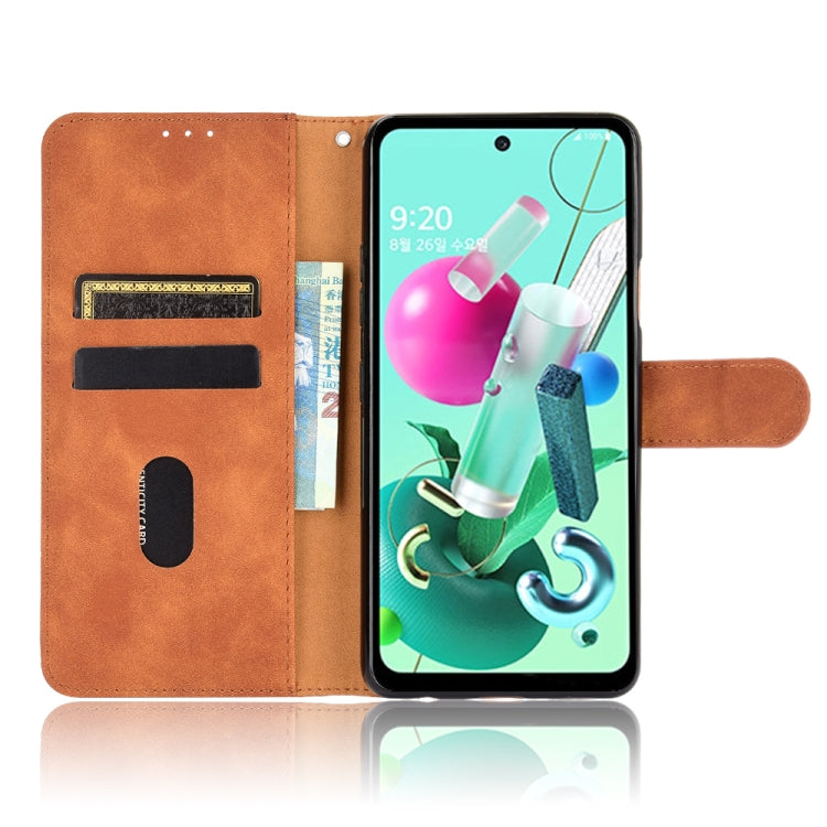 Tinta unita Skin Feel Fibbia magnetica Flip orizzontale Custodia in pelle PU con struttura in vitello con supporto e slot per schede e portafoglio, For LG Q92 5G, For OPPO F17