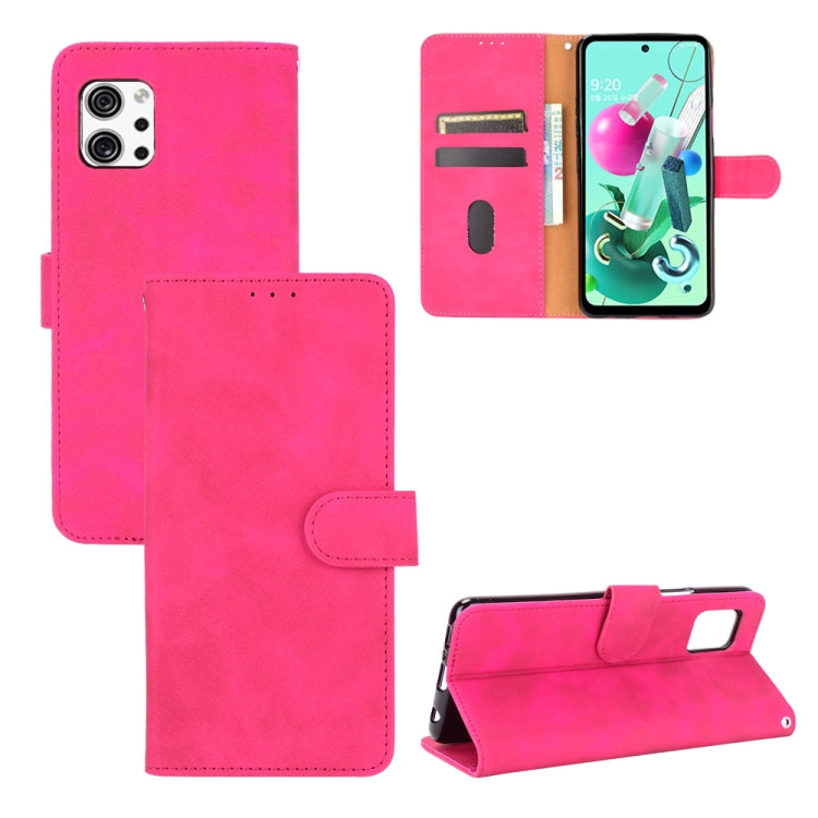 Tinta unita Skin Feel Fibbia magnetica Flip orizzontale Custodia in pelle PU con struttura in vitello con supporto e slot per schede e portafoglio, For LG Q92 5G, For OPPO F17