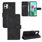 Tinta unita Skin Feel Fibbia magnetica Flip orizzontale Custodia in pelle PU con struttura in vitello con supporto e slot per schede e portafoglio, For LG Q92 5G, For OPPO F17
